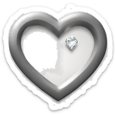 White heart at back and ring with diamond at front and center of the heart 💍 sticker