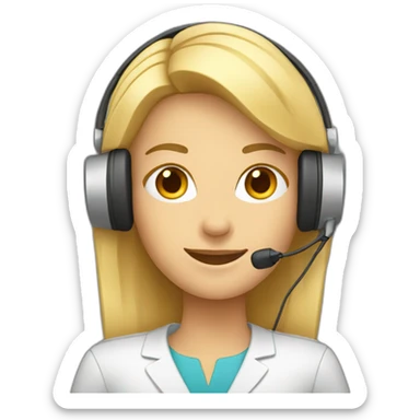 woman Employee with headphone and microphone sticker