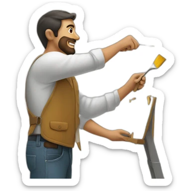 Hombre pintando una pared sticker