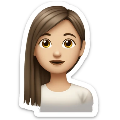 Brown hair girl with a fringe with long eyelashes with a white background ￼ sticker