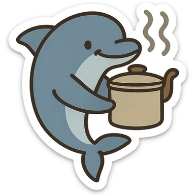 flat toon style dolphin with a boiler sticker