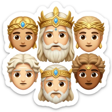 Cinematic Realistic Greek Gods Pop Culture Emoji, featuring mythic portrayals of ancient deities rendered with dynamic, ethereal lighting and classical detail. sticker