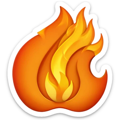 stylized orange flame, simple and bold, apple style emoji sticker