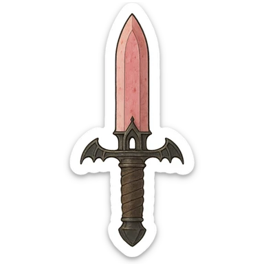 gothic knife with pink blade, ghibli style sticker
