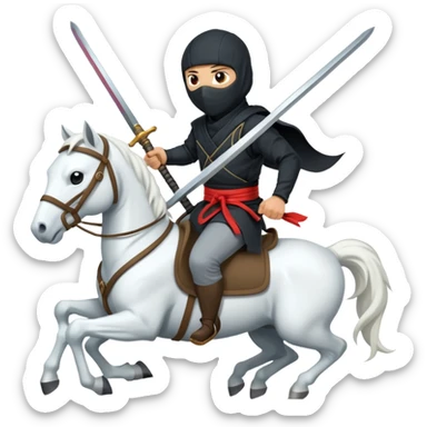 Ninja ride on white horse and hold sword sticker