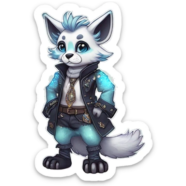 Cool cute Kawaii edgy fantasy animal sparkle fursona Fionbri by griffsnuff & LiLaiRa & Falvie full body sticker
