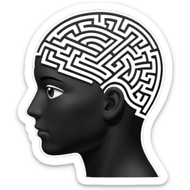 silhouette of a head with a maze inside sticker