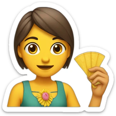 chica con abanico en la mano sticker