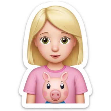 Blonde girl with peppa pig shirt  sticker