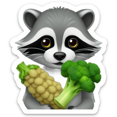 Raccon, beany, broccoli sticker