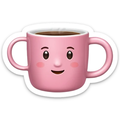 plain pink mug of steaming coffee sticker