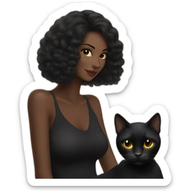 black cat hanging on beautiful woman sticker