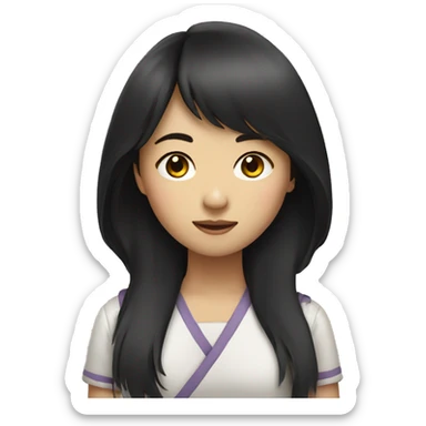 asian girl with dark hair and side bangs sticker