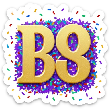 The word Dakota surrounded by confetti for 20 birthday sticker