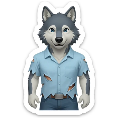 Wolf that break his shirt sticker