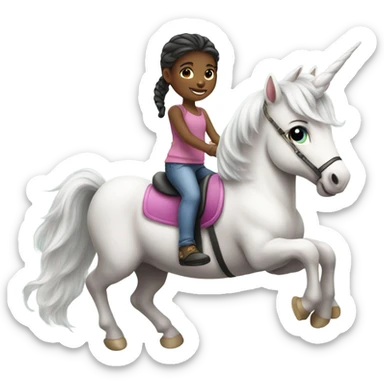 Cute girl riding unicorn  sticker