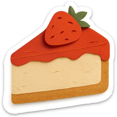 paper craft cheesecake slice, layered look, strawberry topping sticker