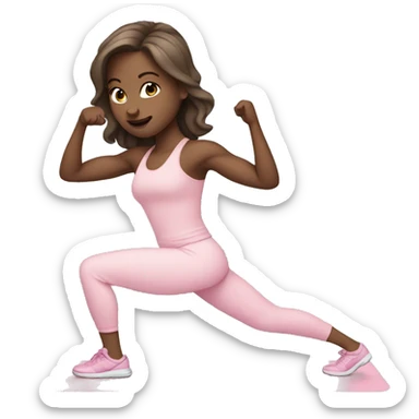 white girl  in light pink clothes exercising sticker