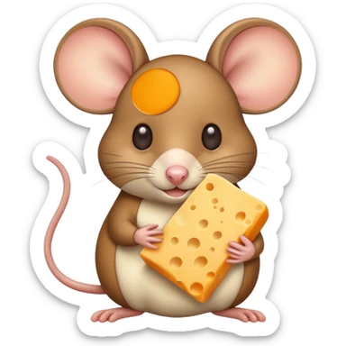 Mouse holding cheese sticker