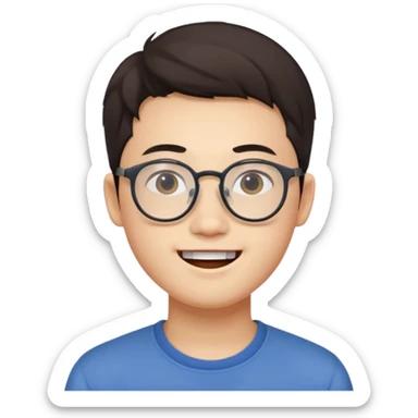 young 23 years old, chinese white man wearing glasses with small mouth sticker