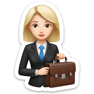 Business woman emoji, professional attire, briefcase, confident expression sticker