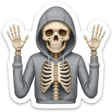 The shrug emoji but a skeleton with a black hoodie sticker
