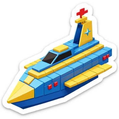 a galaga ship in a 1980s retro video game style sticker
