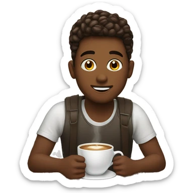 boys enjoying coffee indoors sticker