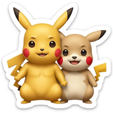 Pickachu with Kung fu panda po as friend  sticker