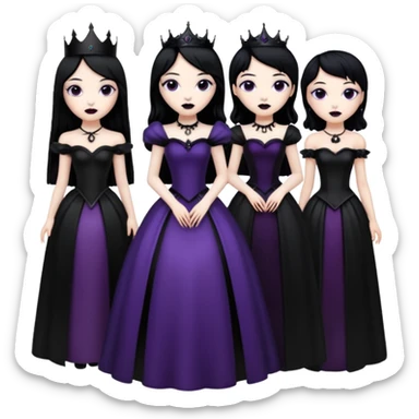 black haired goth princesses sticker