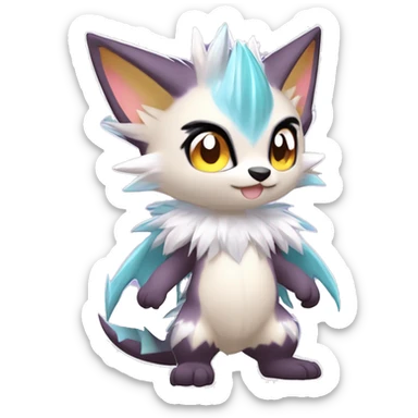 Anthro Scalie Spiky Cool Edgy Magical Shiny Colorful Pastel Sparkle Kemono-style Chibi Fantasy-Animal-Fakémon-Pokémon-Hybrid Fur Sona Aesthetic Full Body sticker