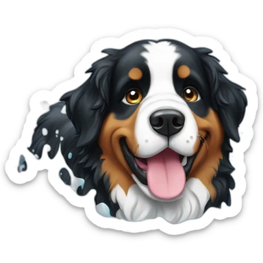 bernese mountaind dog is completly wet sticker
