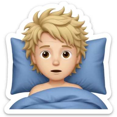 emoji- of a cute boy waking up in bed sticker