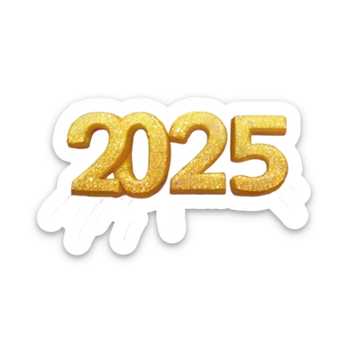 The number 2025 sparkly font with fireworks behind it sticker
