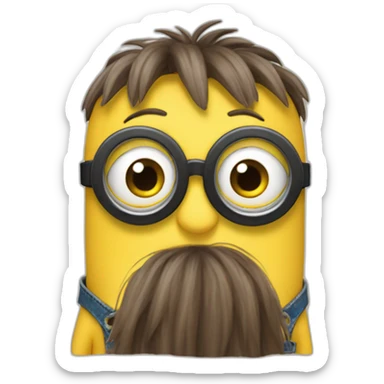 Minion agachado con gafas y pelo rubio sticker