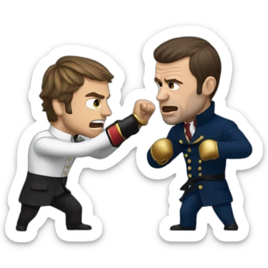 Emanuel Macron and Tony fighting sticker