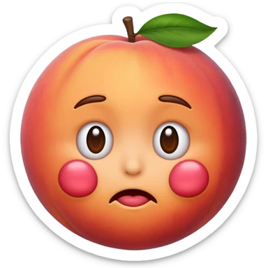 peach emoji with the facial expression and trembling lines of the shaking face emoji, as if the peach itself is shaking sticker