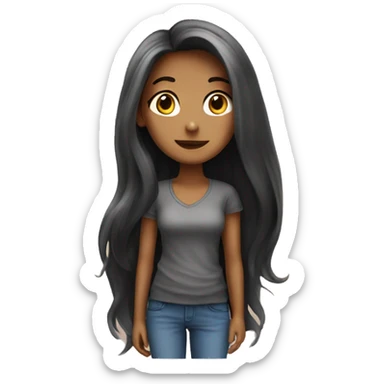 A girl with very long hair that arrives at her waist sticker