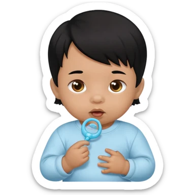 a black hair baby with pacifier sticker