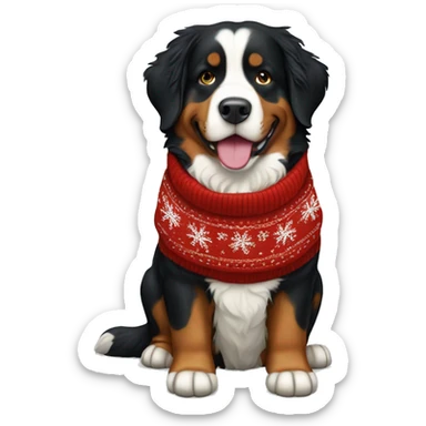 Bernese Mountain dog in christmas Sweater  sticker