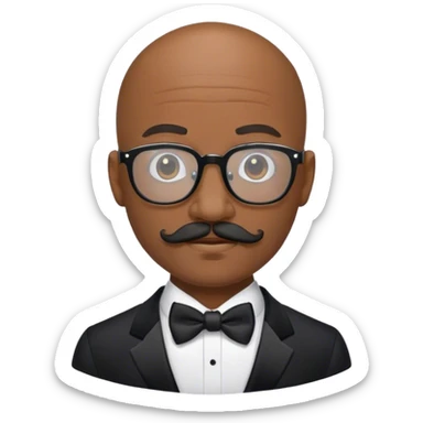 Bald black man with glasses and mustache in tuxedo  sticker