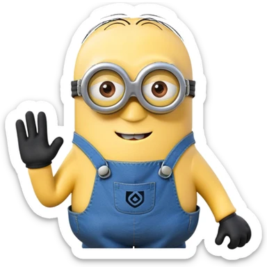 minion from despicable me, yellow character with blue overalls and goggles sticker