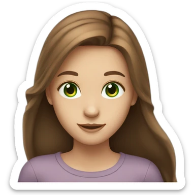 girl smiling with green eyes and long brown hair sticker