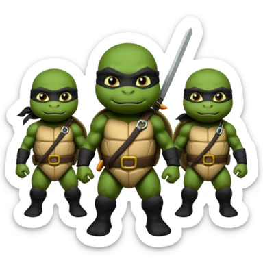 Teenage Mutant Ninja Turtles dressed in black ninja attire sticker