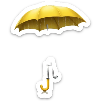 yellow umbrella in the rain sticker
