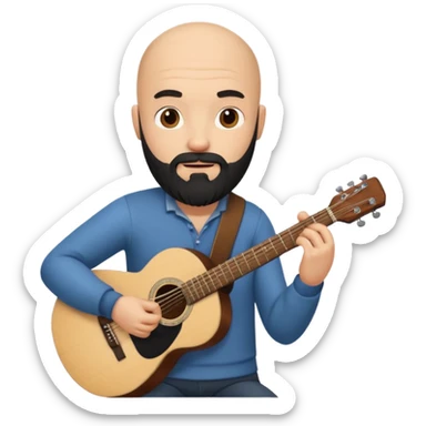 Bald guy with black beard playing guitar sticker