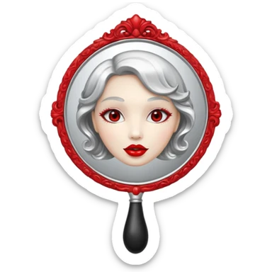 hand mirror, polished silver chrome, erotic vanity aesthetic sticker