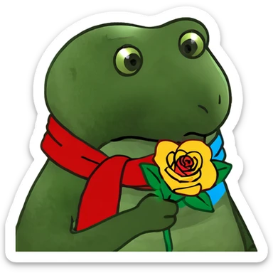 Teddy bear holding a red rose sticker