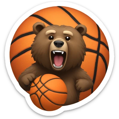 Grizzly bear shooting a basketball  sticker