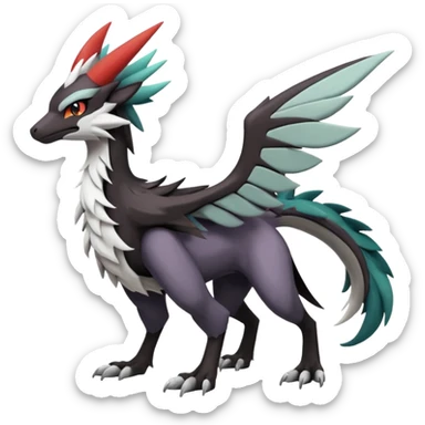 Noivern-Mightyena-Silvally-Fakémon-hybrid-creature (full body)  sticker